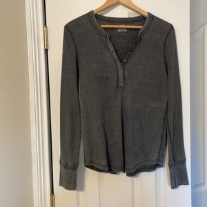 Aerie Ribbed Henley Size L Color Gray NWT
